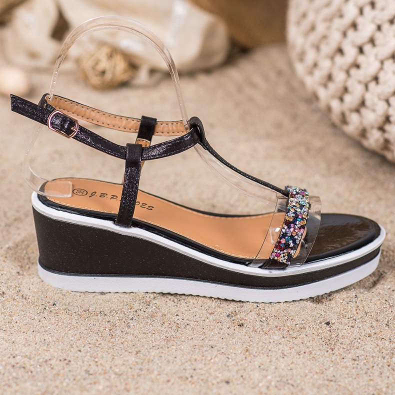 SHELOVET Elegantni klinovi s eko kožom crno 2