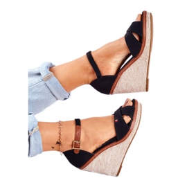 SEA Ženske sandale na klin crne LaMane smeđa crno 2