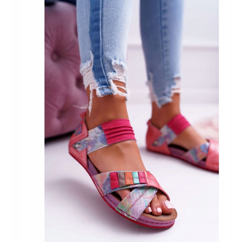 Ženske sandale Maciejka Pink 03375 Koža ružičasta višebojan 2