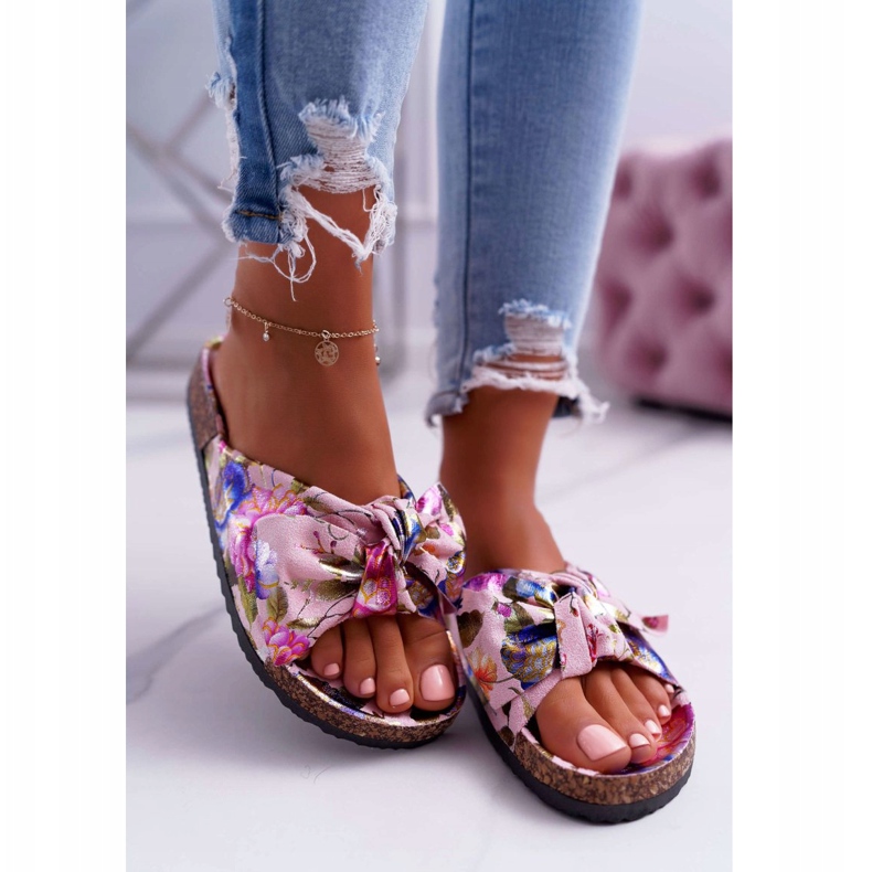 PS1 Ženske ružičaste papuče na plutu Cvijeće Wendy's Bow ružičasta raznobojna 2