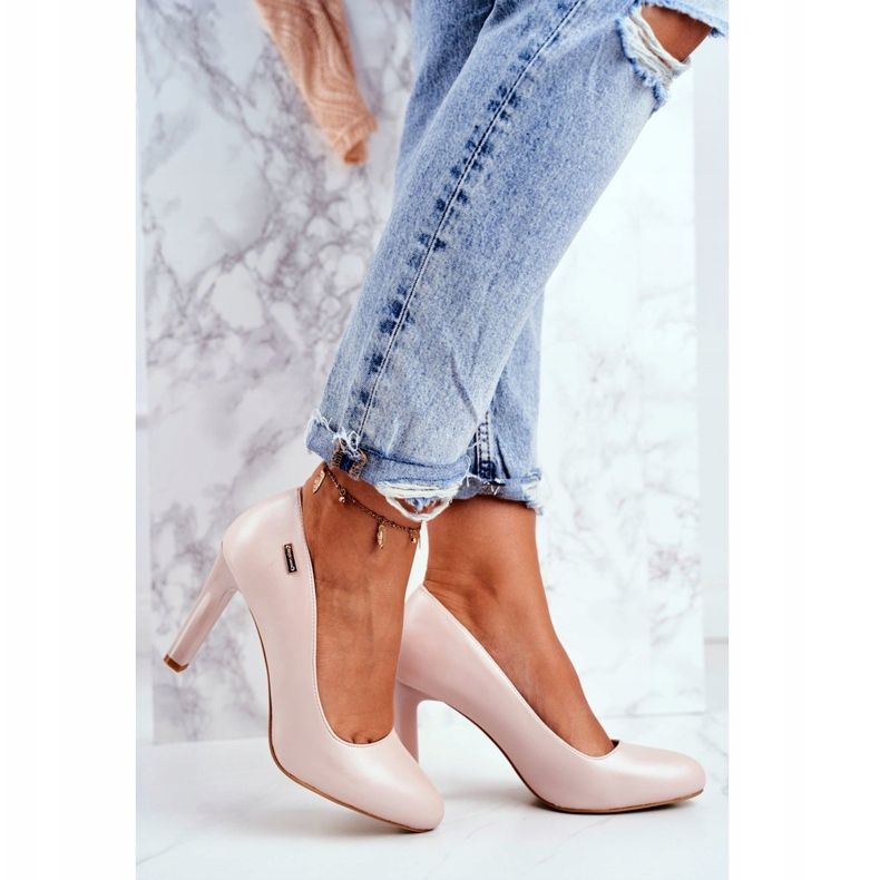 Ženske pumpice biserno na peti Sergio Leone puder ružičasta Campbell 2
