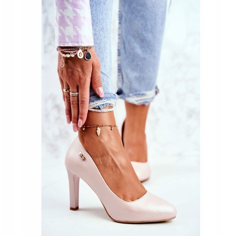 Ženske pumpice biserno na peti Sergio Leone puder ružičasta Campbell 1