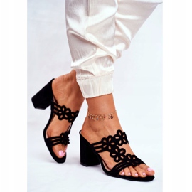 Elegantne ženske papuče na šanku Sergio Leone crne SK031 crna 2