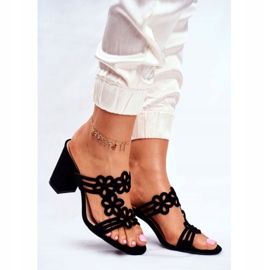 Elegantne ženske papuče na šanku Sergio Leone crne SK031 crno 1