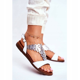 Ženske sandale ravne Sergio Leone bijele SK035 bijela siva 1