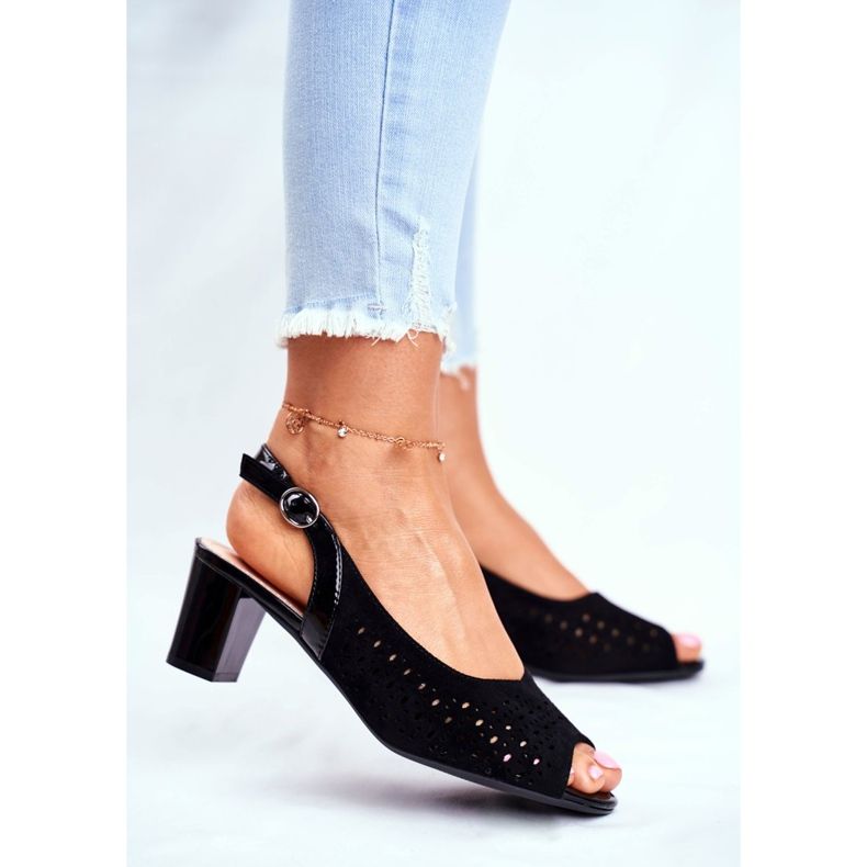 Ženske sandale na visoku petu Sergio Leone crna SK832 2