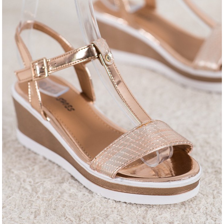 SHELOVET Zlatni klinovi s eko kožom 1