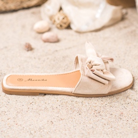 Mannika Papuče s mašnom smeđa 1