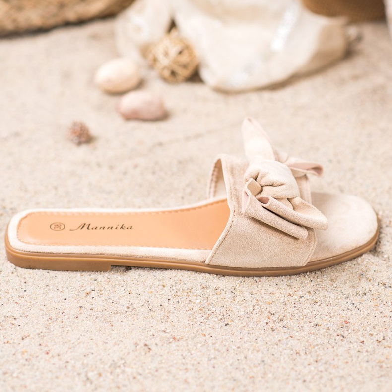 Mannika Papuče s mašnom smeđa 1