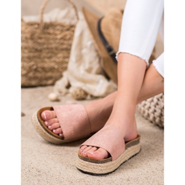 SHELOVET Espadrile papuče sa sjajem ružičasta 2