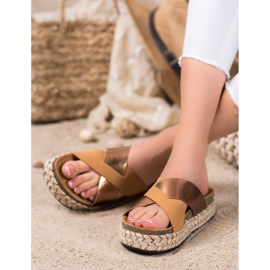 SHELOVET Papuče na platformi smeđa žuta boja 2