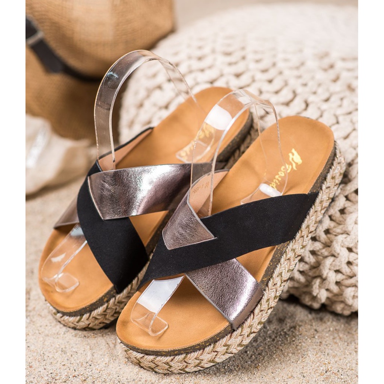 SHELOVET Papuče na platformi crna siva 1