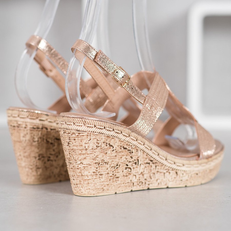 Renda Elegantne sandale na klin žuta boja 1