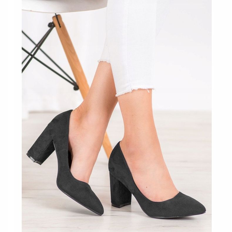 SHELOVET Suede visoke potpetice crno 1