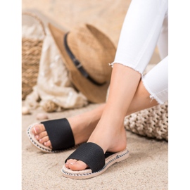 Renda Tekstilne crne papuče crna 2