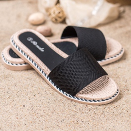 Renda Tekstilne crne papuče crna 1