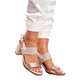 EVE Ženske sandale na post bež i zlatni Emmy zlatna 1