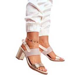 EVE Ženske sandale na post bež i zlatni Emmy 2