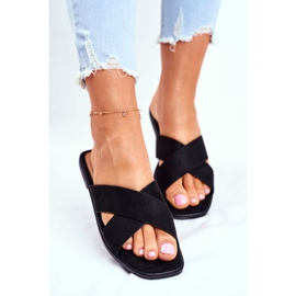 Ženske papuče, pruge, križ, crni Filipini crna 2