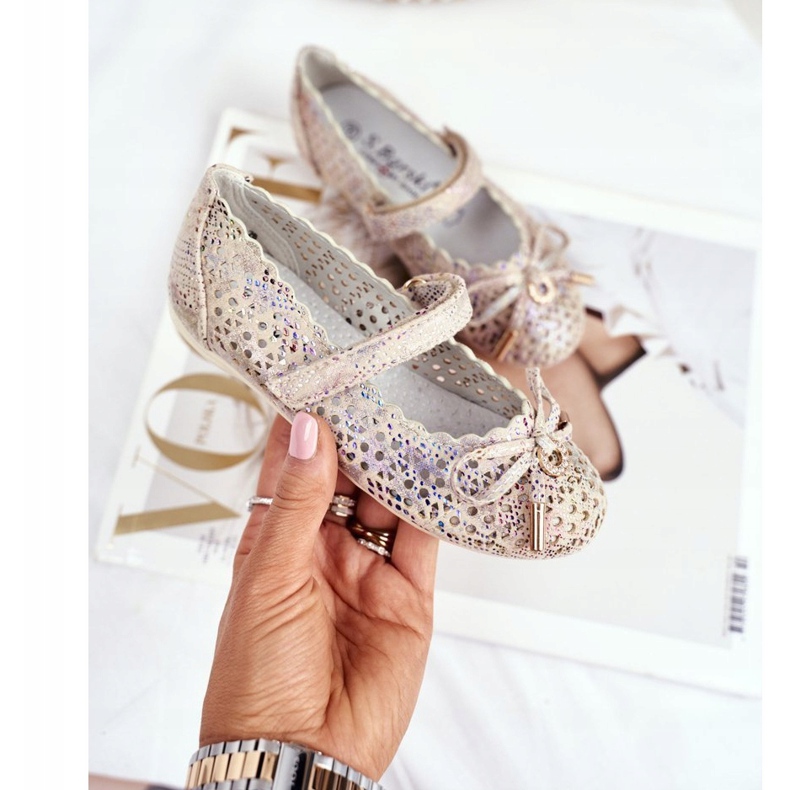 S.Barski Ažurne balerine s čičkom Barski Remtro smeđa višebojan 1