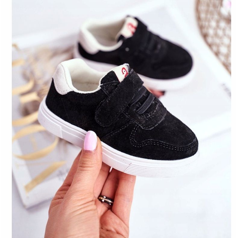 Apawwa Dječje tenisice Suede čičak crna Trelmo ['crno'] crno 1