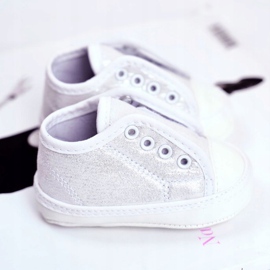 Apawwa Dječje tenisice čičak s brokatnim krštenjem Silver Milley bijela 2
