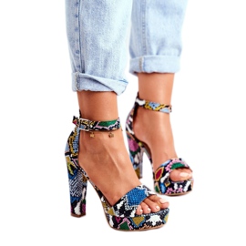 SEA Ženske sandale na štiklu Šareni zmijski Figaro raznobojna 1