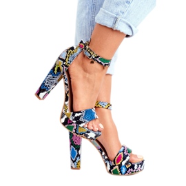 SEA Ženske sandale na štiklu Šareni zmijski Figaro višebojan 2