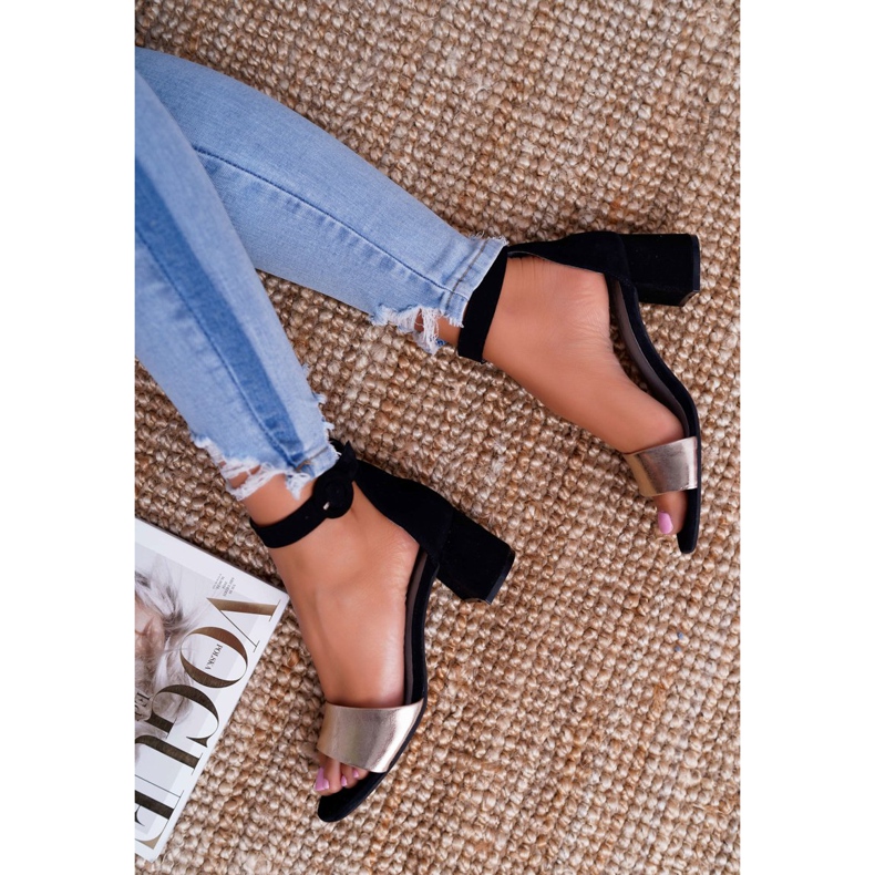 Ženske sandale Maciejka Kožna antilop crna 04141-25 / 00-5 crno žuta boja 4