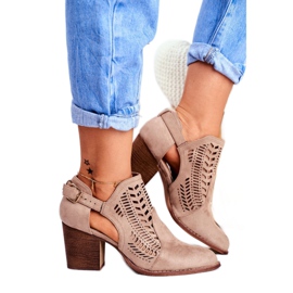 Bellucci Ženske čizme s izrezanim proljetnim bež Vellucima 2