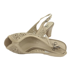 Caprice ažurne kožne sandale 29606 bež 3