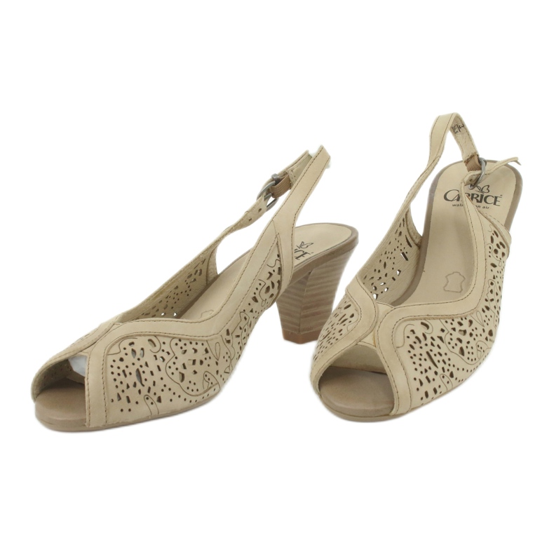 Caprice ažurne kožne sandale 29606 bež 2
