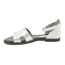 M.Daszyński Srebrne sandale s petom Daszyński MR1848-17 crna siva 1