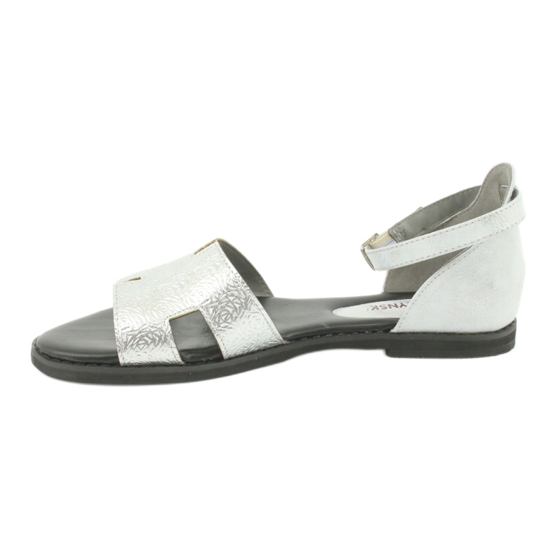 M.Daszyński Srebrne sandale s petom Daszyński MR1848-17 crno siva 1