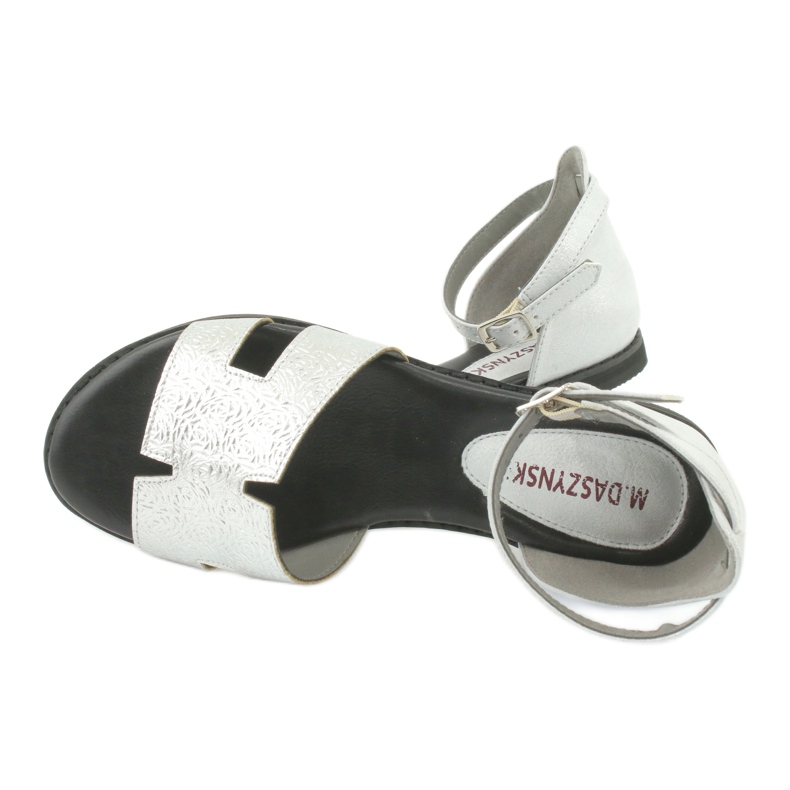 M.Daszyński Srebrne sandale s petom Daszyński MR1848-17 crno siva 4