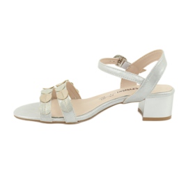 M.Daszyński Ženske sandale pruge Daszyński SA177-4 siva 1