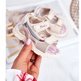 PL1 Dječje sandale s čičkom Beżowe Grobino bež 1