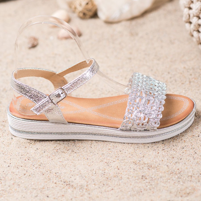 Renda Sandale na platformi siva 1