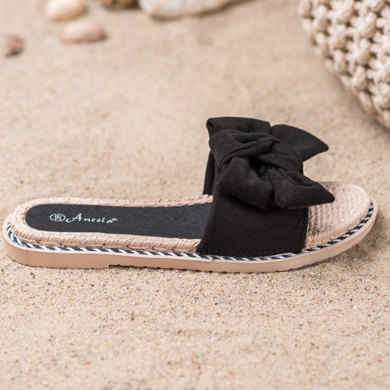 Anesia Paris Elegantne papuče od antilopa crna 1