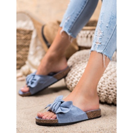 Renda Udobne papuče s mašnom plava 1