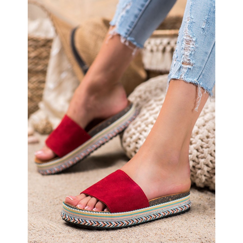 Renda Papuče na platformi crvena 1