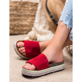 Renda Papuče na platformi crvena 2