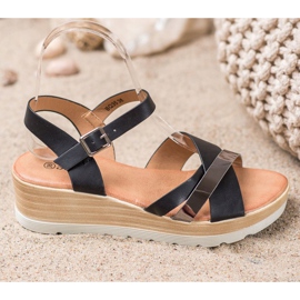 Renda Sandale na klin crno 1