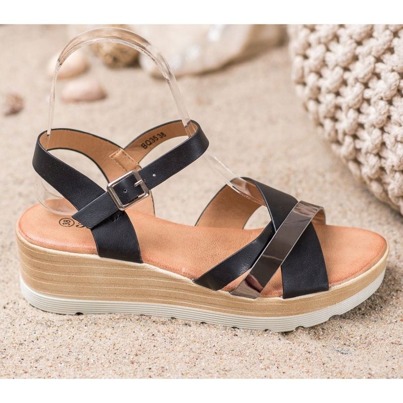 Renda Sandale na klin crna 1