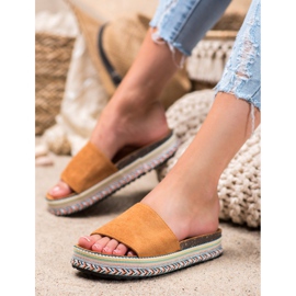 Renda Papuče na platformi smeđa 1