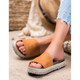 Renda Papuče na platformi smeđa 2