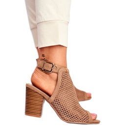 Bellucci Ženske ažurne čizme Peep Toe Bež Paradise 3