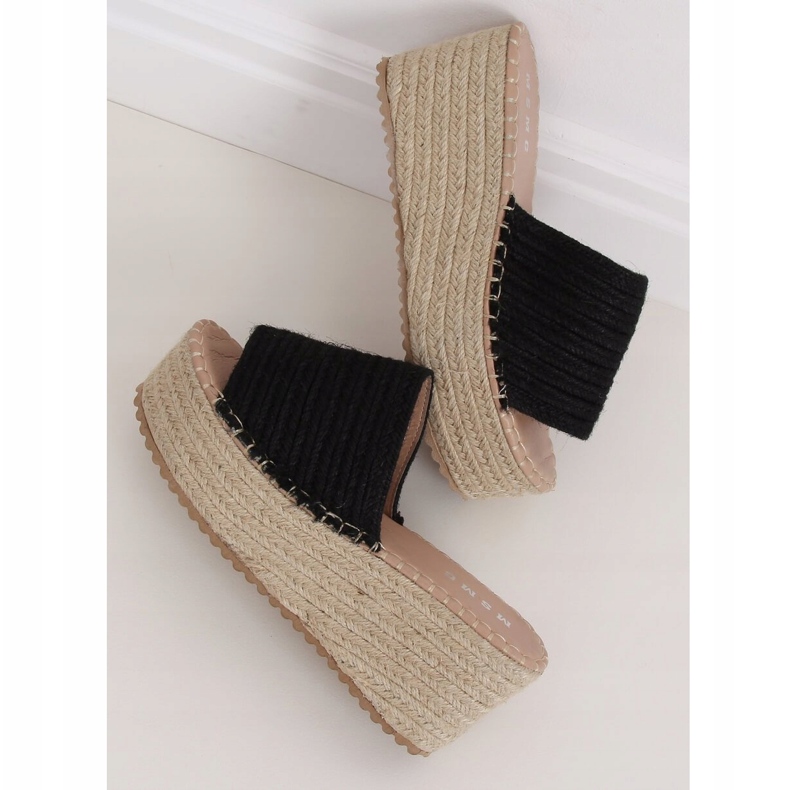 Crne espadrile na klin LL909 Crna crno 1