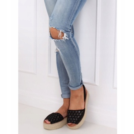 Crne WH931 Crne ažur espadrile sandale crno 1