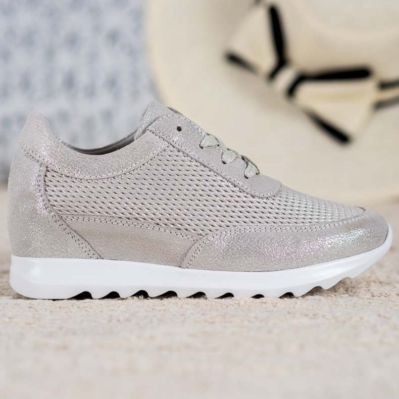 VINCEZA sjajne kožne tenisice siva 2